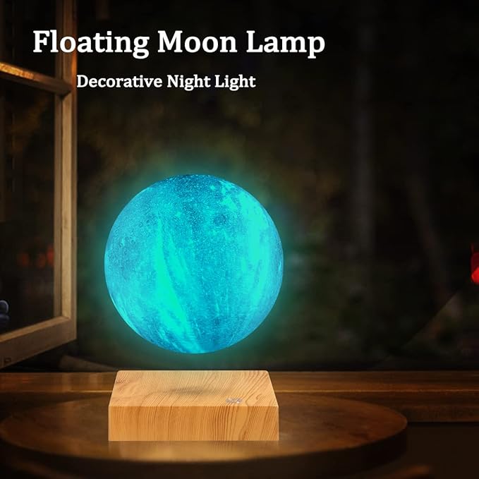 VGAzer Levitating Moon Lamp,16 Colors Galaxy Moon Lamp 5.9 Inch 3D Moon LED Light with Remote Control for Home Office Decor,Unique Gifts for Teen Girls/Boy/Kid/Adults (Square Base)