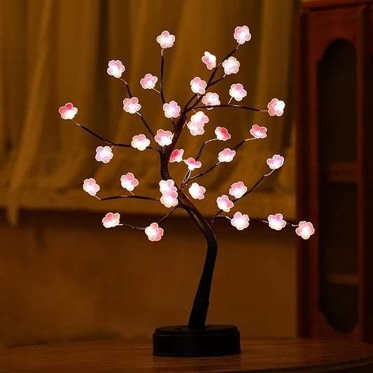 Meonua Cherry Blossom Tree Lamp, 18inch 36 Led Bonsai Tree Lights, Battery/USB Operated Japanese Decor Night Lights for Bedroom Home Idea(Warm White)