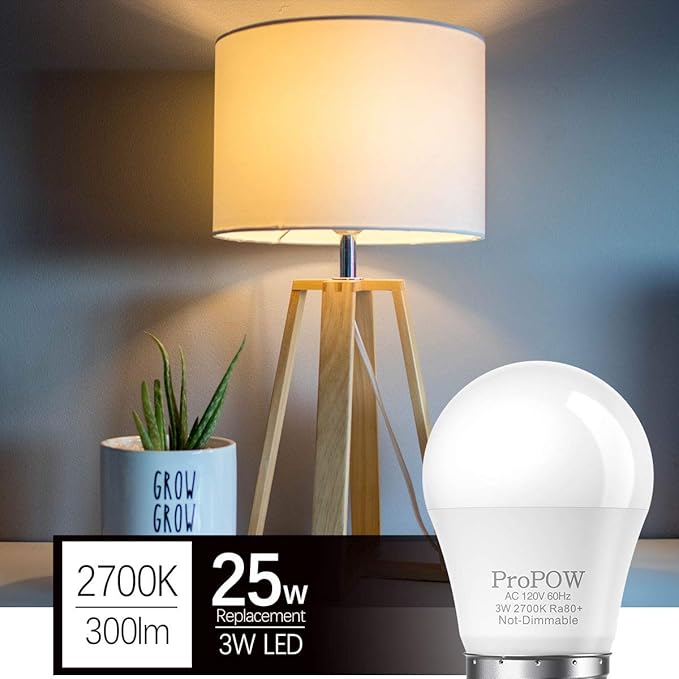 25 Watt Light Bulbs Equivalent A15 3W LED Light Bulb Soft White 2700K Energy Saving Low Watt Light Bulbs, E26 Base Bulb for Home Bedroom(8 Pack)