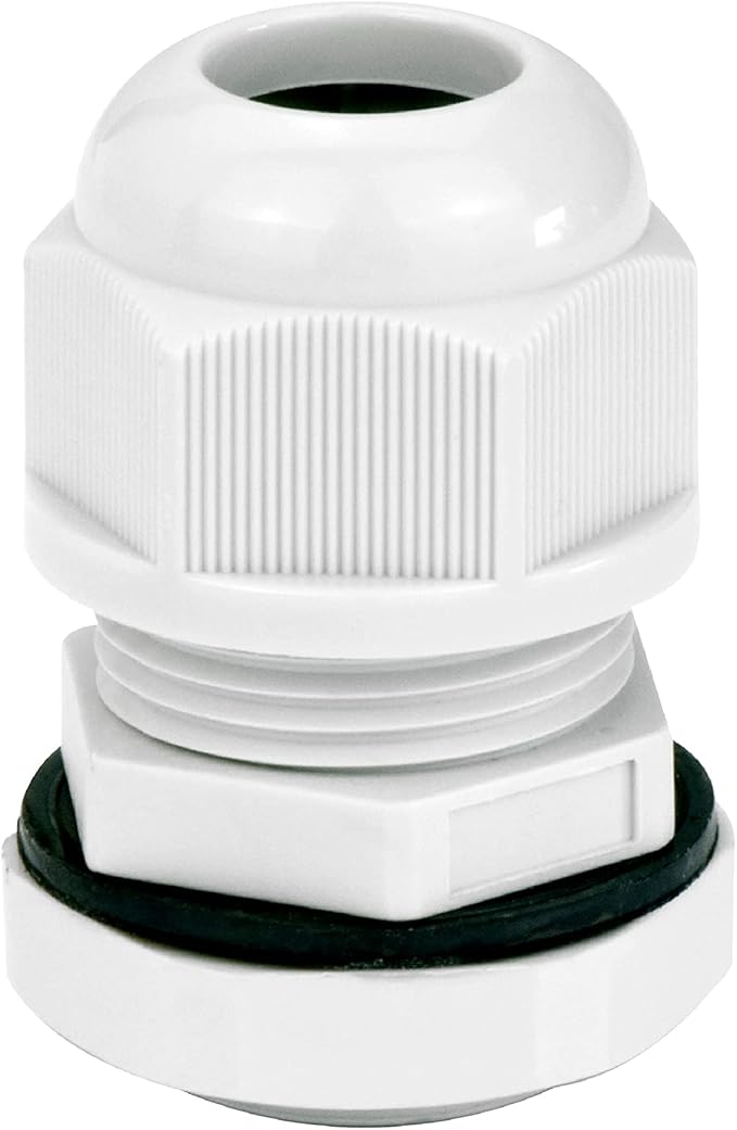 Conextlink 5pcs Waterproof IP68 Nylon Firewall Bushing Grommet Cable Gland Joint Adjustable Locknut Protectors for Power Cable (4 Gauge, White)