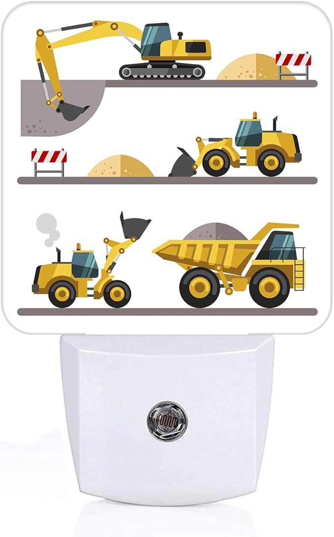 Catoon Trucks Cars Night Light,Plug-in Night Lights with Dusk-to-Dawn Sensor for Stairway,Hallway,Bedroom Sleep Friendly Ideal for Women/Girls/Boys Gift,0.5w