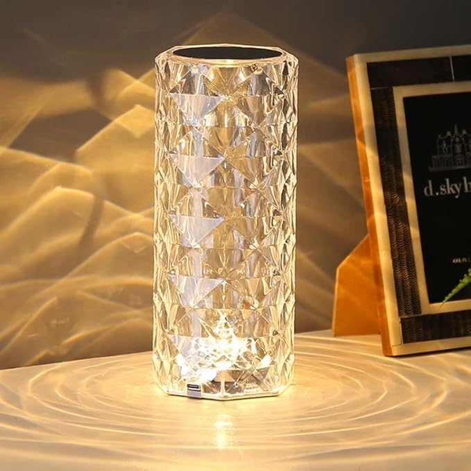 Rose Crystal Table Lamp, 16 Color Changing, Touch & Remote Control, USB Rechargeable, Energy Efficient