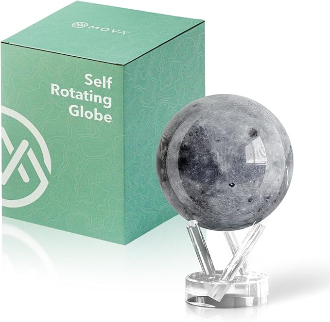 MOVA Globe - Moon Classic (4.5") | Rotating Lunar Globe Powered by Light | No Batteries Needed | Unique Desk Decor or Gift