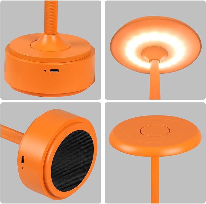 5200mAh Rechargeable Cordless LED Table Lamps Touch Sensor Light, 3-Levels Portable Dimming Wireless Battery Operated Lamp,Night Light/Restaurant Table/Outdoor/Coffee/Bar (Orange Set of 2)
