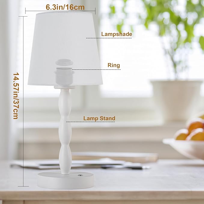 CASTLELIFE Portable Cordless Table Lamp,Touch Desk Lamp Rechargeable Battery Powered, 3-Level Brightness Stepless Dimmable Bedside Night Lamp,for Bedroom/Restaurant/Bars/Outdoor, Bulb Included, White