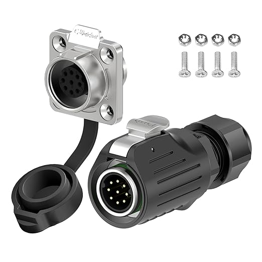 EW-LP16 Industrial Waterproof Connector IP68 Quickly Plugging Aviation Connector Anti-Interference Circular Connector Fast Release Electrical Connector M16 2-9 Pin Flange Socket (9 Pin)