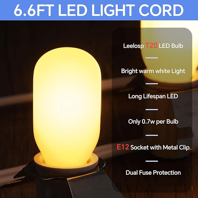 Leelosp 4 Pack Christmas Village Light Cord Set Accessory Cord with 3 LED Bulbs 6.6ft Blow Mold Light with On/Off Switch for Christmas Village Houses Holiday Crafts Decor