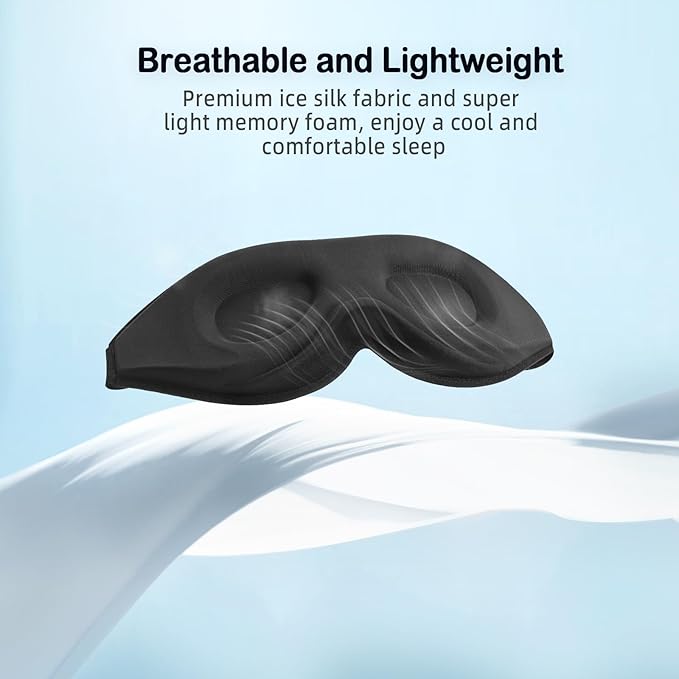 LitBear Sleep Mask for Side Sleeper Women Men, Eye Mask for Sleeping Light Blocking, 3D Contoured Cup Sleeping Mask, Soft Breathable Sleep Eye Mask with Adjustable Elastic Strap for Travel