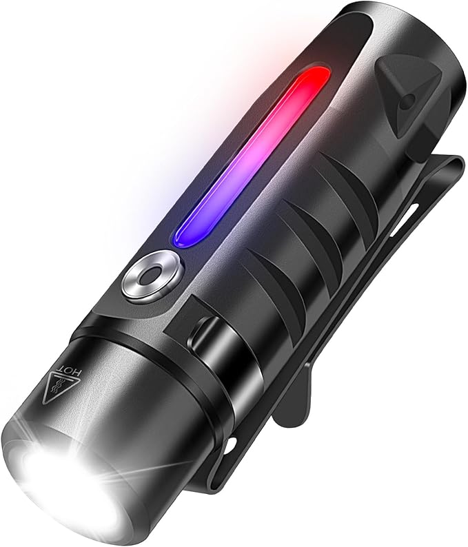 BORUIT RJ28 Mini EDC Keychain Flashlight,Rechargeable 410 Lumens LED Keyring Light with Clip,Magnetic Tail,21 Modes,USB-C Charging,IP66 Waterproof Flash Light for Everyday Carry & Emergency