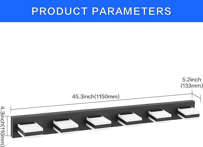SOLFART Bathroom Light Fixtures, 5 Color Temperature Modern Vanity Lights, Black 6 Lights LED Lighting Light Color Adjustable 5CCT