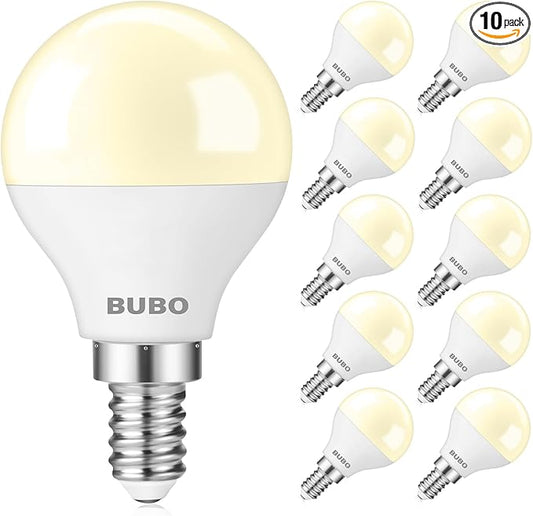 BUBO Ceiling Fan Light Bulbs 60 Watt Soft White, E12 LED Bulb Warm White 2700K, Light Bulbs Small Base, A15 Candelabra Base LED Light Bulb 5.5W for Light Fixture, 120V, 650LM, Non-Dimmable, 10 Pack