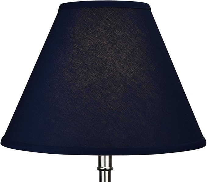 FenchelShades.com Set of 2 Lampshades 6.5" Top Diameter x 15" Bottom Diameter x 11" Slant Height with Washer (Spider) Attachment for Lamps with a Harp (Linen Navy Blue)