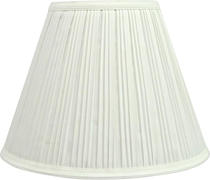 Aspen Creative 59126A Transitional Empire Shape Uno Construction Lamp Shade in Pleated Cotton White, 6" Top x 12" Bottom x 9" Slant Height