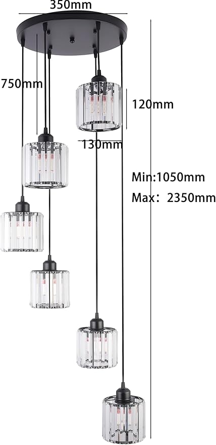 Retro Crystal Chandelier Large Foyer Chandeliers for High Ceilings Modern Flush Mount Chandelier for Kitchen Island Staircase Foyer Entryway 6 Lights