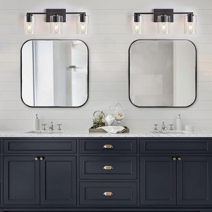 3 Light Black Vanity Lights,Modern Bathroom Vanity Light Fixtures Over Mirror,Industrial Bathroom Lighting for Bedroom,Kitchen