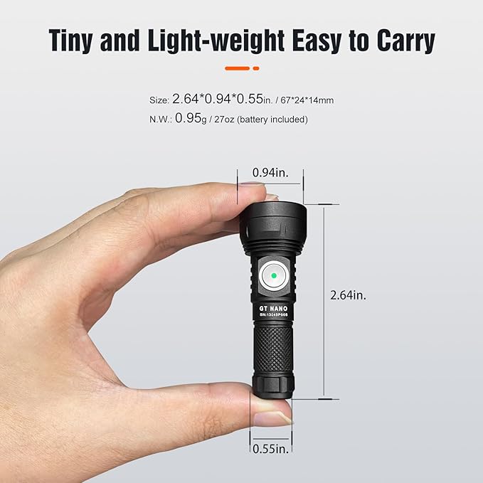 LUMINTOP GT Nano Keychain Flashlight 450 Lumens Mini Flashlight 300 Meters Beam Distance Single 10180 Li-ion Battery (Included) (Black)