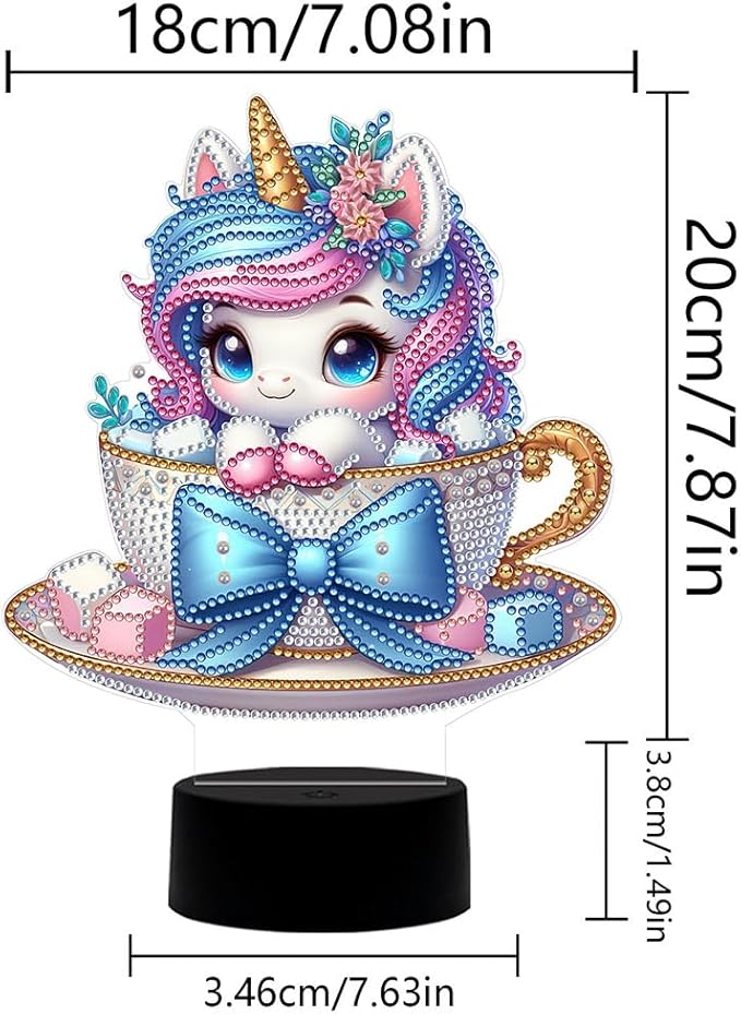 Lovely Unicorn Diamond Art Painting Night Light,Diamond Art Painting Kits Desktop Touch Lamp Ornaments for Tabletop Decor Diamond Art Accessories for Adult Beginner Bedrooms Living Room