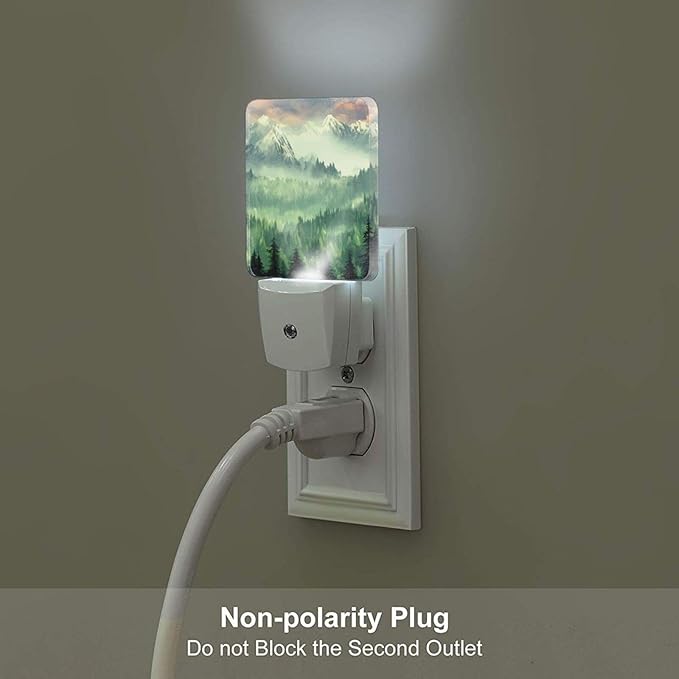 Mountain Forest Landscape Painting Night Light,Plug Into Wall Decor for Stairway,Hallway,Kitchen,Dusk to Dawn Sensor Nightlights for Boys/Girls/Women/Men Room Gifts