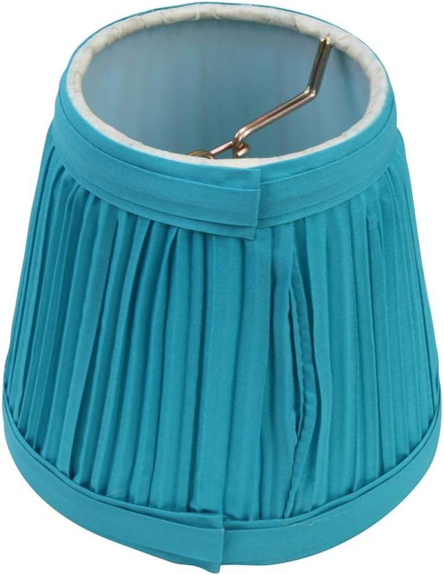 Renovators Supply Manufacturing Small Clip On Lamp Shade Blue Fabric 4" Tall Vintage Clip On Drum Style Pleated Shade Fits Chandelier Candelabra Bulb Living Or Bedroom Lampshade Replacement