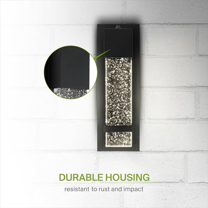 ASD LED 13 Inch Bubble Glass Wall Light Fixture | 12W 500LM 3000-5000K 120V | 3CCT, Waterproof, Photocell, ETL Listed | Exterior Dusk to Dawn Flush Mount Sconce, Outdoor Lighting | Black, 4 Pack
