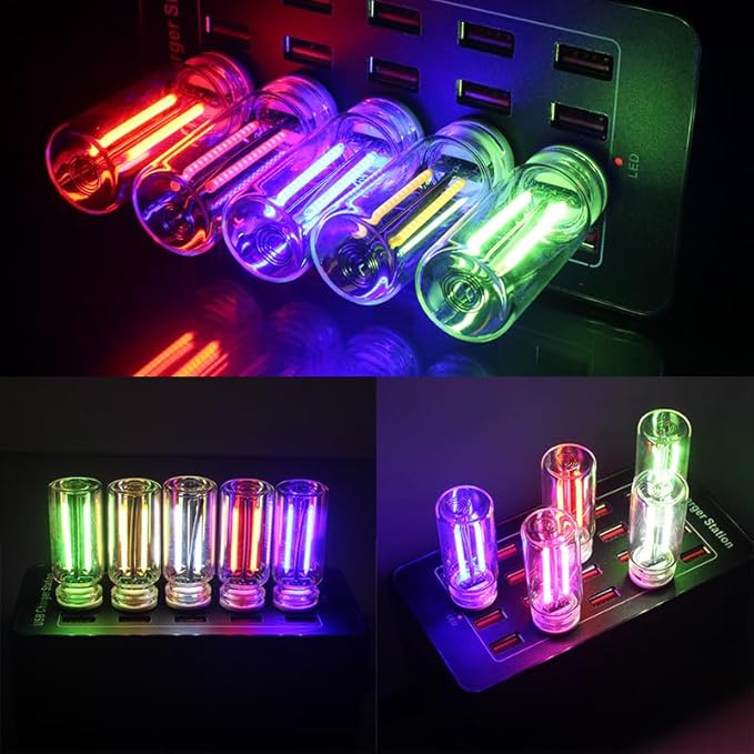 2 PCS Car Lights Interior, Plug-in Retro Car Atmosphere Lamp with Touch Dimmable, Portable Mini Glass Bottle LED Bulb Night Lights for Vehicle Hallway Camping Halloween Decoration (White)