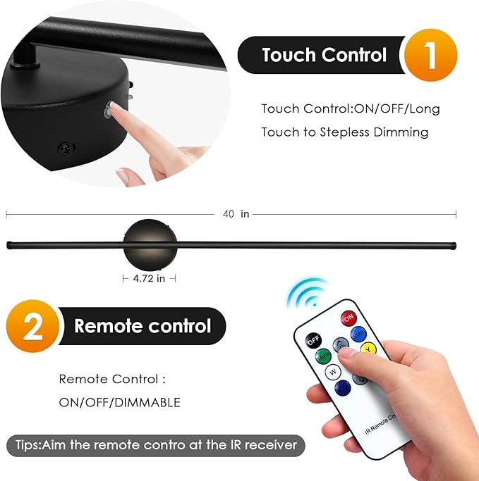 Battery Operated Wall Sconces Set of Two, Wireless Rechargeable Wall Lights with Remote Control, Dimmable LED Wall Lamp Indoor, Wireless Lights for Living Room Bedroom Hallway, Black