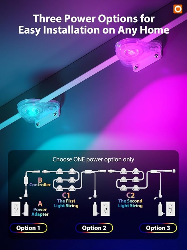 addlon 100FT Permanent Outdoor Lights, Smart RGB+IC LED Lights for House & Outdoor Decor, App & Remote Control, DIY Scene Modes, IP67 Waterproof for Christmas, Holiday, Party, Halloween Decorations