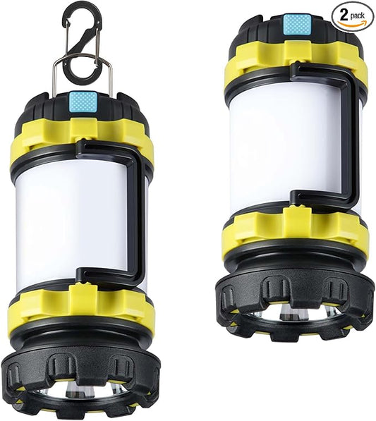 2 Pack Camping Lantern, Outdoor LED Camping Light, Rechargeable Flashlights with 1000LM, 6 Modes, IPX5 Waterproof Portable Emergency Camp Light for Hurricane Survival - Green