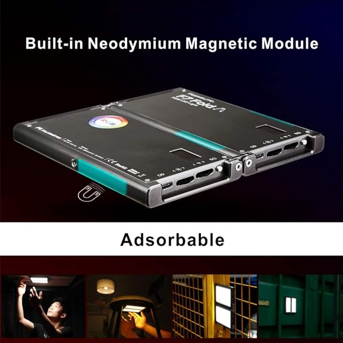 Falcon Eyes F7 Fold 24W RGB On Camera Video Light, Support Magnetic Attraction, Color Picker Functions, App Control