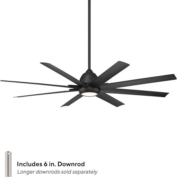 WAC Lighting F-064L-MB Mocha XL 66" Outdoor Ceiling Fan with LED Lights & Remote, Matte Black