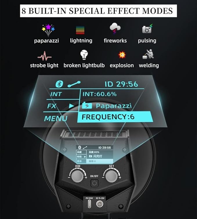 IFOOTAGE SL1 60DN LED Video Light,70W Bowens Mount Light,5600k Daylight,8 Light Effects,APP Control,for Video Recording,Wedding,Outdoor Shooting