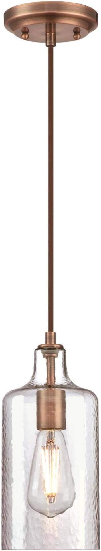 Westinghouse Lighting 6371500, Washed Copper Finish with Clear Textured Glass Carmen One-Light Indoor Mini Pendant, one Size