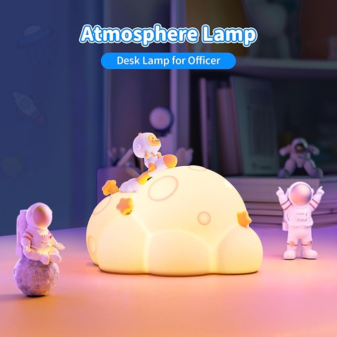 Auto-Off Night Light for Kids - Rechargeable Touch Control Bedside Lamp, Planet Night Lights for Nursery, Gift for Girls Boys