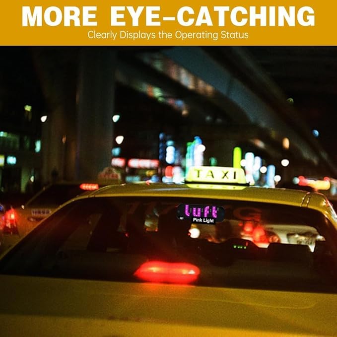 LED Light Sign for Car, Taxi Windshield Light Sign, USB Car LED Display with Suction Cups, Taxi Indicator Lights, USB Plug, Dual-Color Conversion, Improve Night Visibility (TypeA-Pink+White)