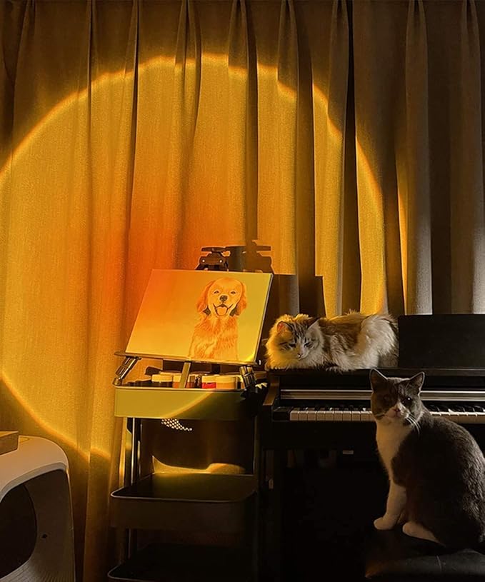 Eternal Sunset Projection LampRomantic Display in Party Bedroom Living Room, Sunset Projector for Living Room Bedroom Hotel Restaurant Decor Live Stream Ins Photography TikTop (Sun)