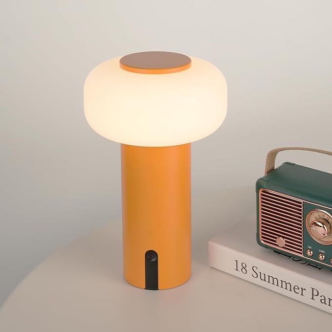 Shower Lamp Waterproof, Outdoor Cordless Table Lamp Rechargeable, Portable Battery Operated Light, Touch Dimmable Night Light for Bedroom/Patio/Dinning/Camping (Orange)
