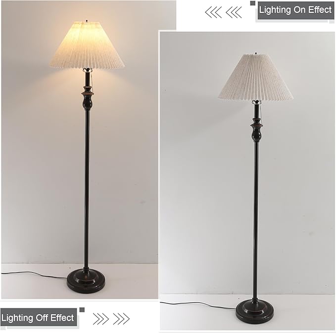Pleated Lamp Shade for Table Lamp/Arched Floor Lamps Replacement Shade 5.9"Top X 16.5"Bottom X 11"High-Off White Linen