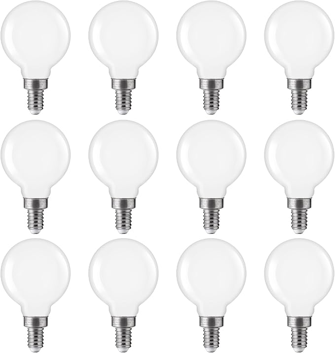 FLSNT 4000K Cool White LED Candelabra Bulbs 60W Equivalent, G16 1/2 Dimmable LED E12 Globe Vanity Light Bulbs, 550LM, CRI90, 5.5W, AC 120V, 12 Pack