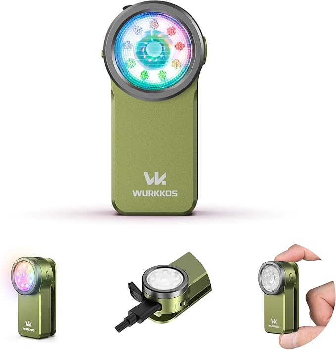 Wurkkos HD03 Rechargeable EDC Flashlight 680 High Lumen Clip Light, Small Flashlight Triple Light Source, 90 High CRI, IPX6 Waterproof, Magnetic Pocket Flashlight for Working Emergency Signal (Green)