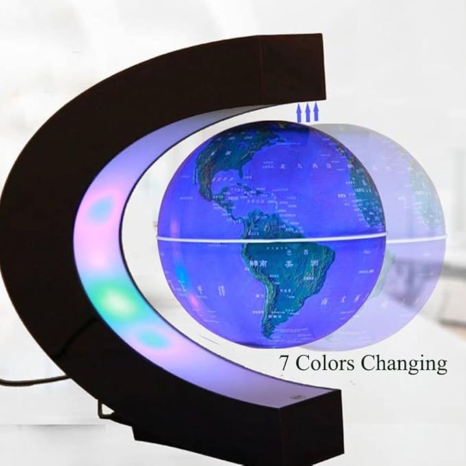 Office Desk Lamp Multi-Color Changing Floating Levitating Light Decoration Magnetic Levitation Floating World Map Electric Night light for Home/Office Desk Magnet Desktop
