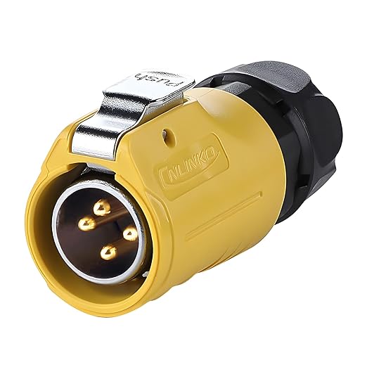 CNLINKO LP-20 4 Pin IP68 Waterproof Connector M20 Male Plug Female Socket Fast Locking 2-12 Pin Circular Connector for Stage Lighting Solar Panel Wiring(4 Pin)