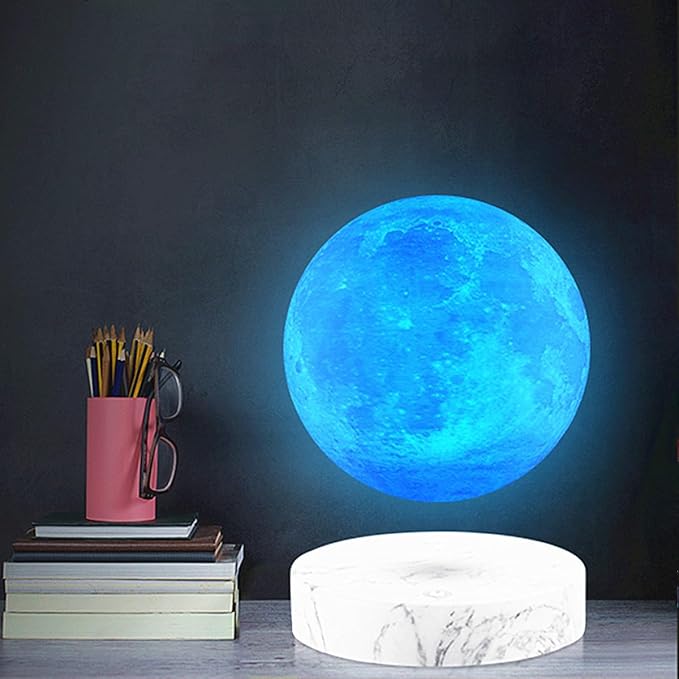 Magnetic Levitating Moon Lamp Rotating Floating Moon Lamp Night Light 16 Colors Moon Levitating Decorative Lamp for Room, Office