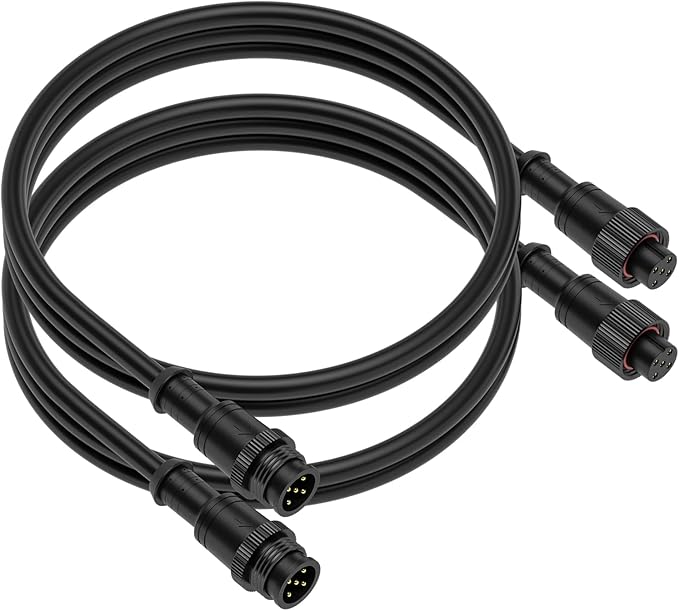 BTF-LIGHTING 6.56FT 5 Pin 0.32mm²/22AWG IP67 Extension Cable Wire with Male and Female Connectors for RGBW 4 in 1 5050 etc LED Strip 22mm Metal Nut Big Size Home Lighting Connector