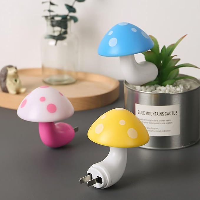 Cute Mushroom Lamp 2 PCS Set Blue Bedside Sensor Night Light Control Plug-in Led Light for Bedroom Sleep Night Light Atmosphere Light（Blue）