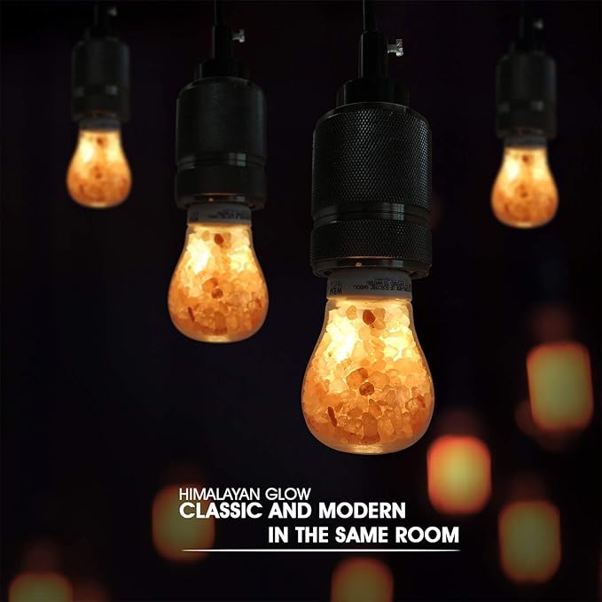 Himalayan Glow Salt LED Light Bulb, 60-Watt Equivalent, Dimmable, A19 Light Bulb, Warm Amber Glow, E26 Edison Light Bulb for Decor, Homes, Offices Kitchen - 2 Counts