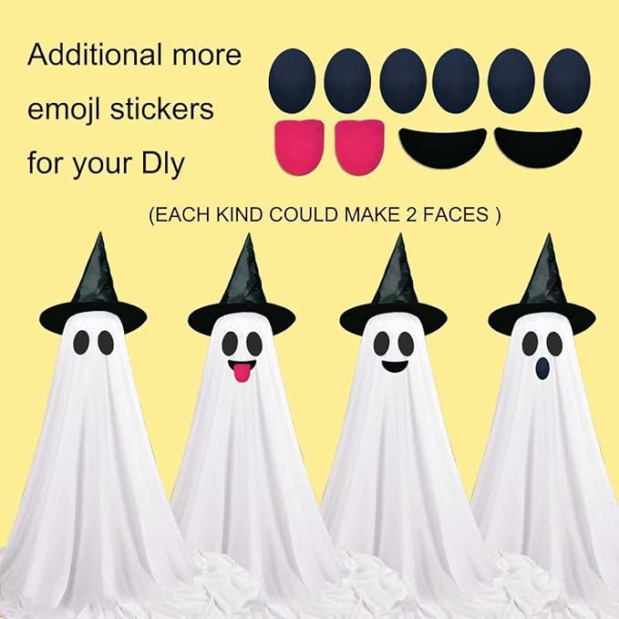 Halloween Ghost LED String Lights Decor Indoor/Outdoor Light Up Spooky Decoration with Remote Control for Yards, Porch, Gardens, Lawn & Party White 2 Packs