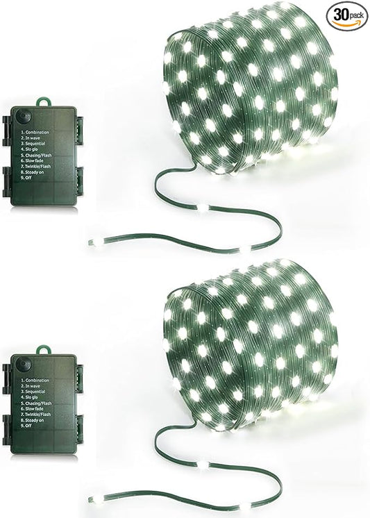 16.5ft Battery Operated String Lights(2 Pack), 50 LED Twinkle Fairy String Lights Battery Powered with Timer for Indoor Outdoor Christmas Trees Wreath Decoration Party Bedroom - Cool White