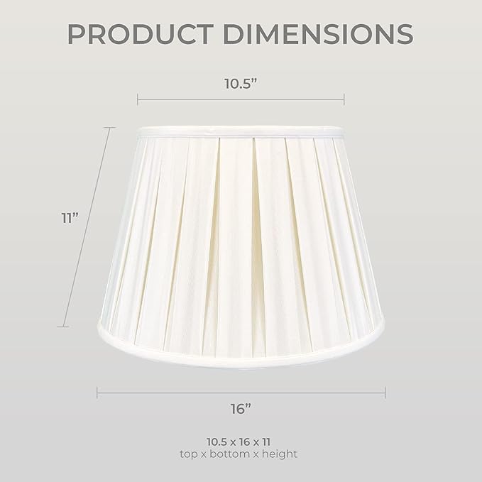 Royal Designs, Inc. Empire English Pleat Lamp Shade, BSO-724-16WH, 10.5 x 16 x 11, White