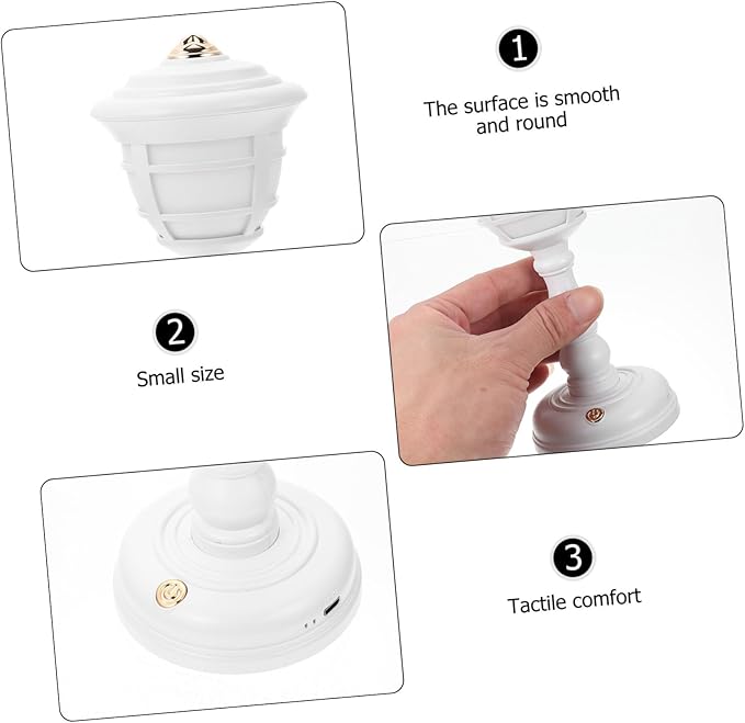 Vintage Style Mini Table Lamp USB Rechargeable Retro Nightstand Lamp Level Dimming for Bedroom Decor and Soft Warm Light