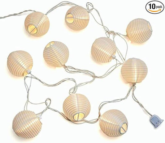 SUNSGNE 8.5Ft Cute White Lantern String Lights, 10 Mini LED Oriental Style White Lanterns Plug in Home & Garden Decorative Lights for Indoor Outdoor Patio Party Wedding Bedroom Bistro Bar